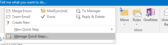 outlook quick steps